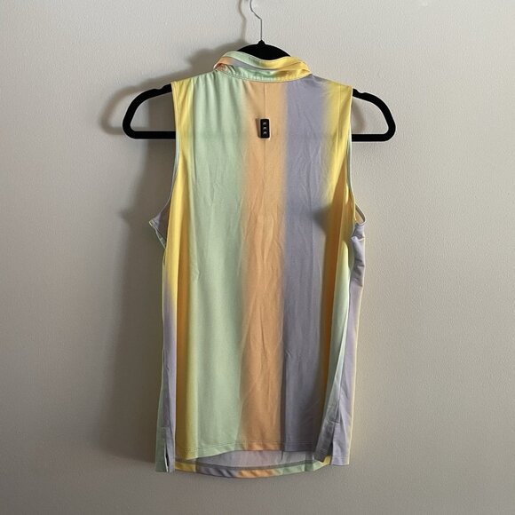 Jamie Sadock Women M Golf Athletic Stratus Ombre Striped Sleeveless 1/4 Zip Top - Picture 13 of 14